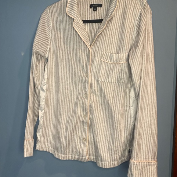 Simply Vera Vera Wang Cream and Beige 2 Piece Striped Pajama Set Size Medium NWT - Picture 2 of 8